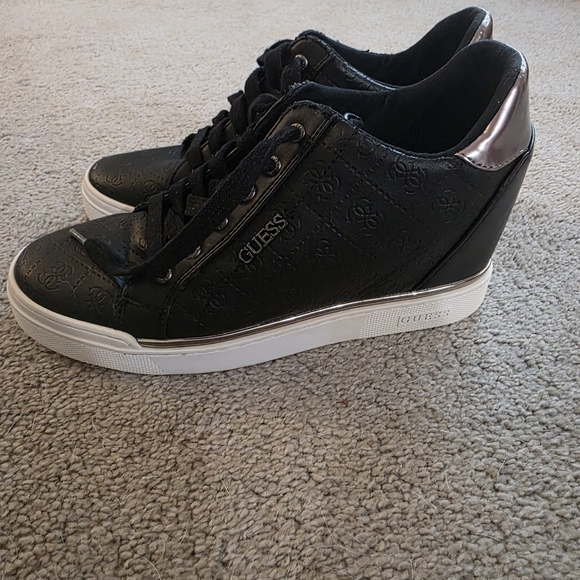 GUESS Black Wedge Sneakers - Picture 1 of 10